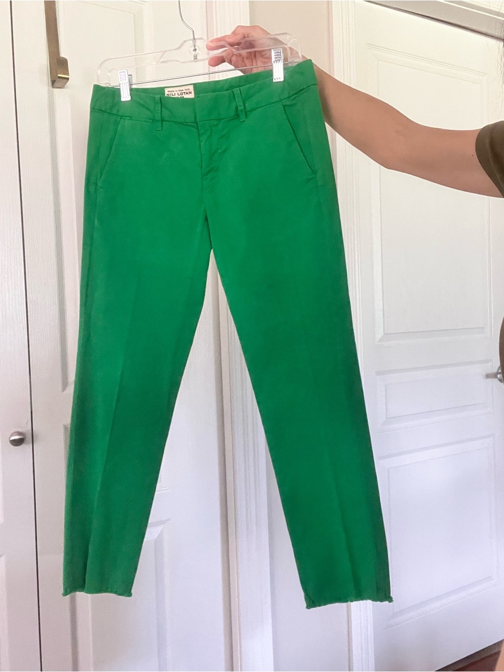 Nili Lotan Emerald Green High-Waist Cropped Pants Size 0 - Picture 9 of 17